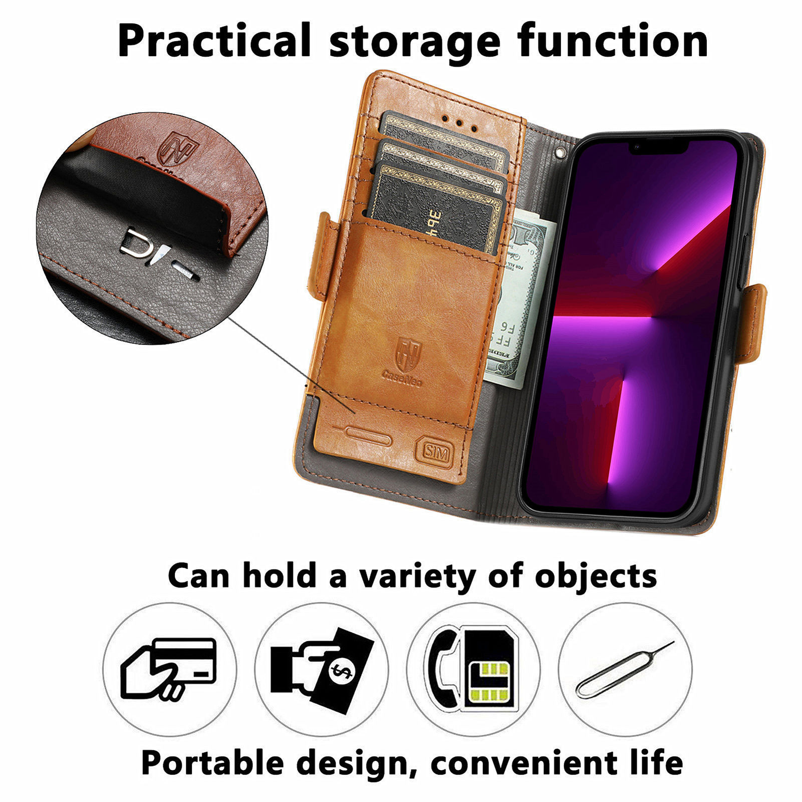 For Apple 18 phone leather case RFID anti-skimming magnetic flip case Samsung S26Ultra phone case