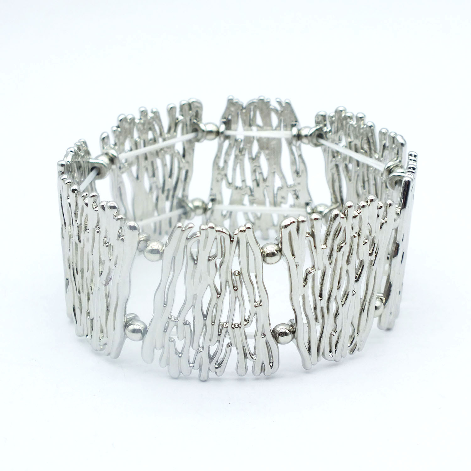 B14 Accessories Mixed Batch Silver Plated Rhinestone Geometric Elastic Bracelet