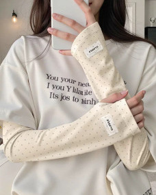 Polka Dot Ice Silk Sun Protection Arm Sleeves for Women Summer UV Protection Loose Sunshade Breathable Ice Silk Sleeves