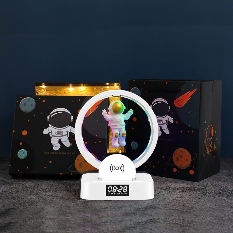 Magnetic levitation astronaut Bluetooth speaker clock spaceman audio RGB computer subwoofer birthday gift - gift box