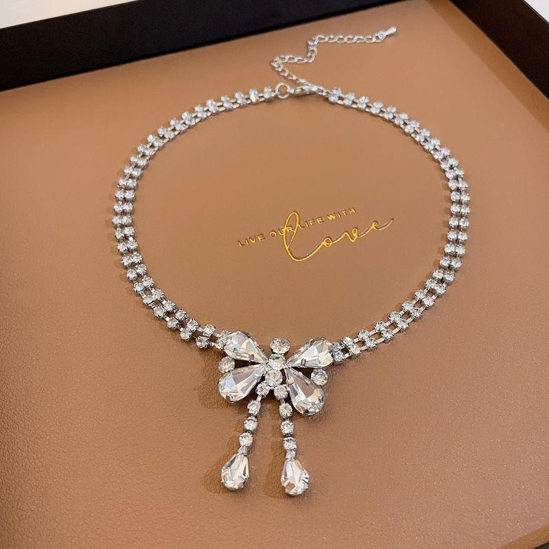 Dinner Date~ Full Diamond Super Sparkle Tassel Necklace Women Chest Chain Collarbone Chain Neck Chain