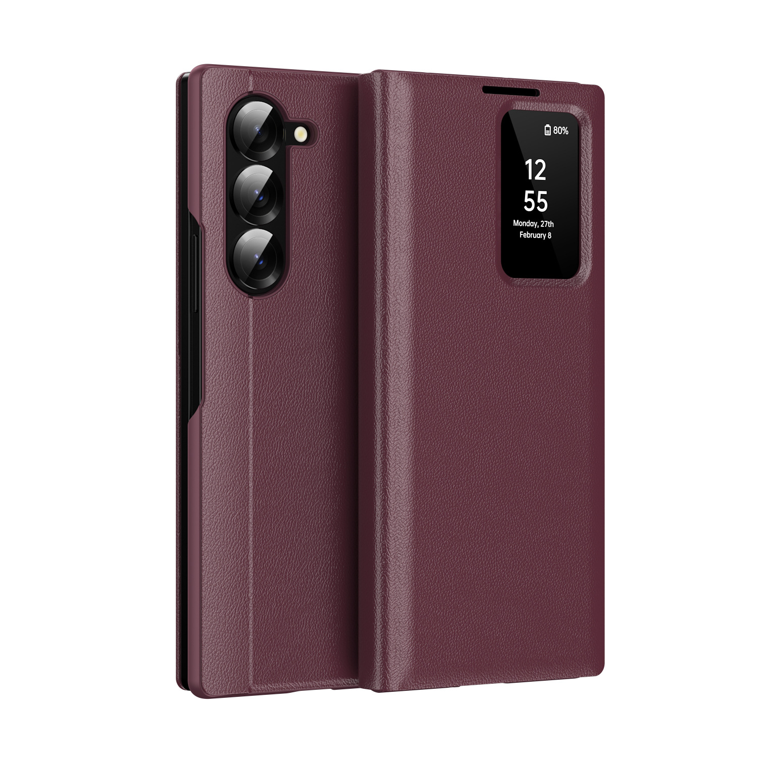 For Samsung Z Fold7/6 Phone Case Smart View Window Card Slot Business Leather Case Flip Cover Bracket Anti-Fall