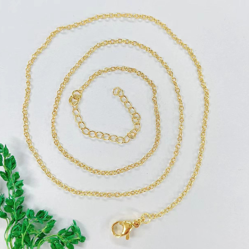 Copper plated real gold women's necklace water ripple chain side chain box chain O chain bead chain star chain live selling