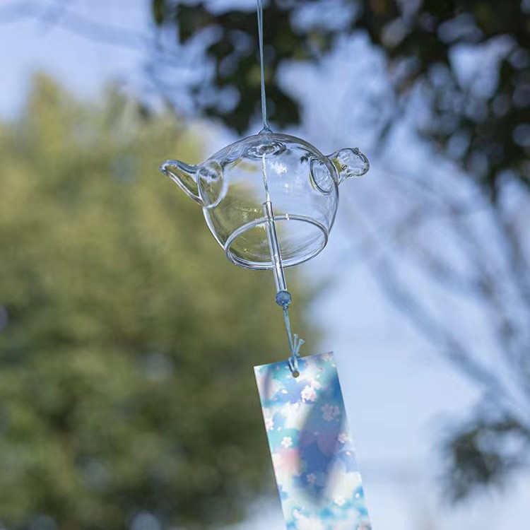 Transparent Glass Wind Chime Student DIY Graffiti Hand-Painted Wind Chime Spring Festival Outdoor Hanging Decoration for Scenic Spots