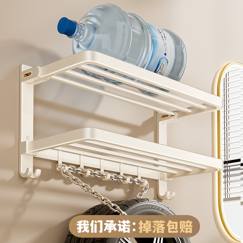 Cream style bathroom towel storage rack bathroom bath towel storage rack no-drill space aluminum foldable towel rack