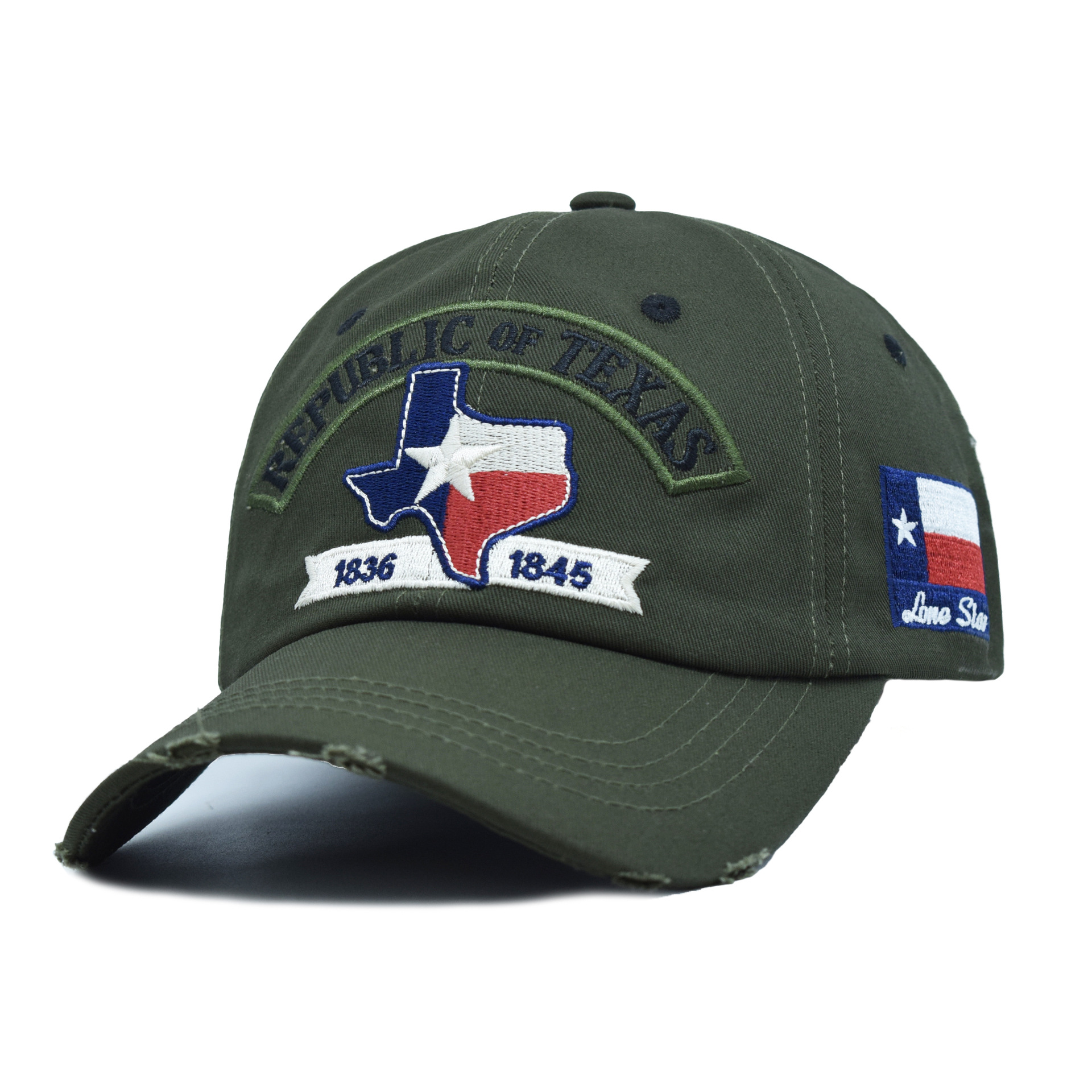 New Texas Distressed Baseball Cap Memorial Embroidered Hat Washed Sun-Protective Embroidery