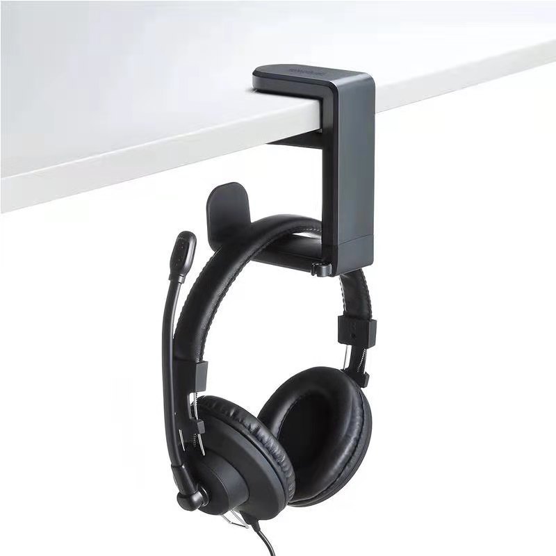 Clip-on headphone stand for desk edge, gaming headset hanger storage stand no drilling needed