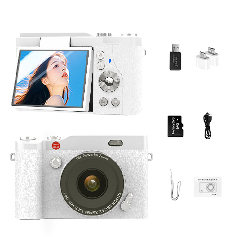 HD Flip Screen CCD Digital Camera Student Entry Level Travel Vlog Portable Compact Mirrorless Camera