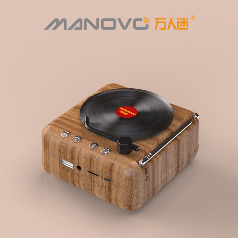 Charming Black Vinyl CD Player Record Player Bluetooth Speaker Mini Gramophone Small Audio Private Model