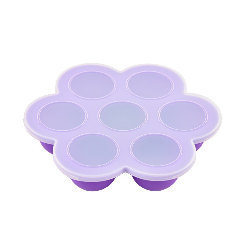 Food-grade silicone 7-hole baby food container with lid, baby food freezer tray, steamable, exclusive supply