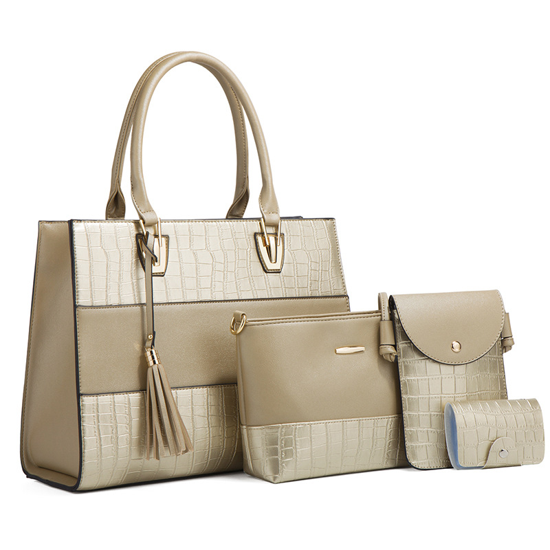 2026 new shoulder crossbody handbag crocodile pattern four-piece set mother-child bag