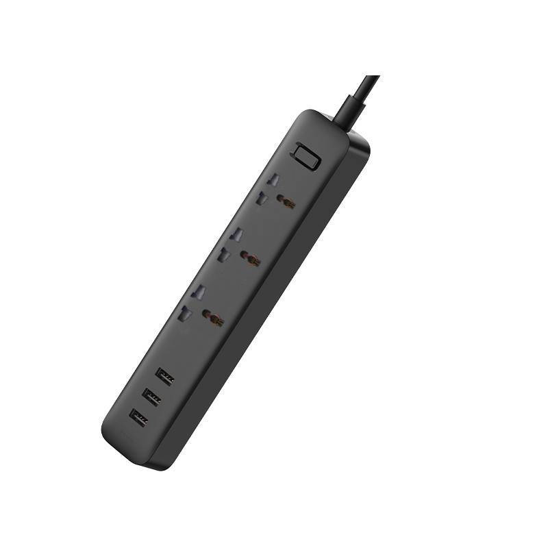 All black new multi-port USB fast charging extension cord universal international socket mobile phone charging extension power strip