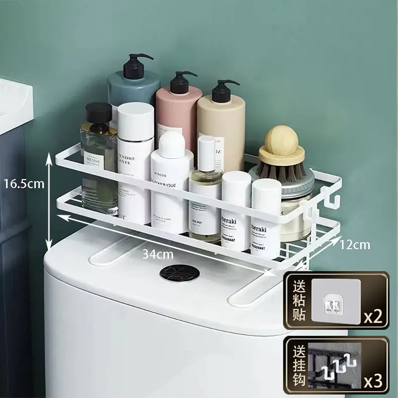 Toilet Shelf: No-Drill Bathroom Storage Rack, Wall-Mounted, Multifunctional Storage for Toilets