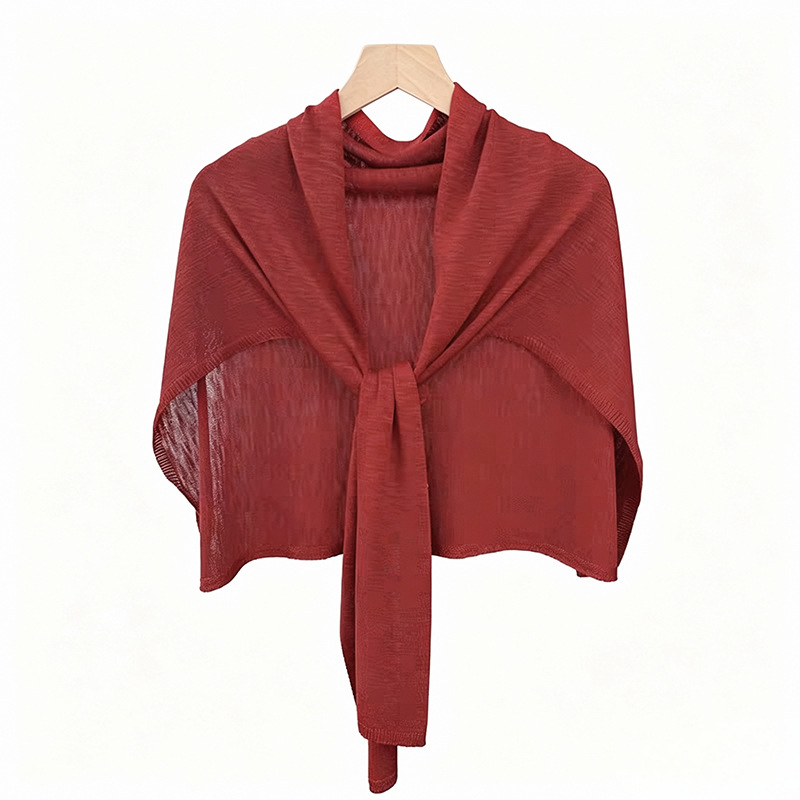 Summer thin sun-protection knot outer cardigan air-conditioned room solid color bamboo knot linen plus wide shawl