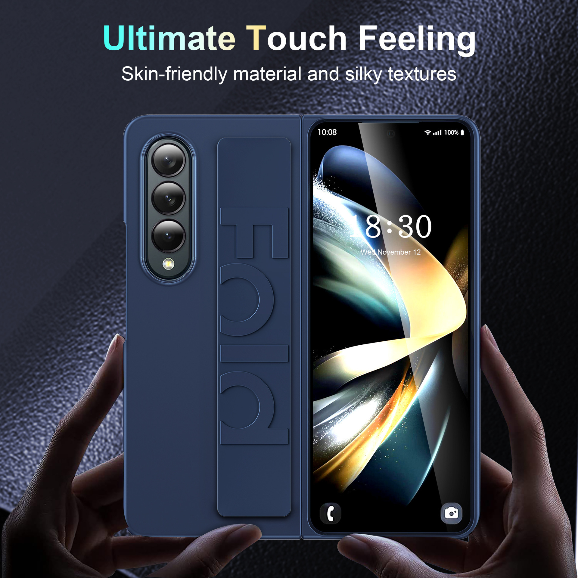 For Samsung Z Fold7/6 Phone Case Elastic Wrist Strap Integrated Flip Foldable Screen Fold5 Anti-Drop Protective Case