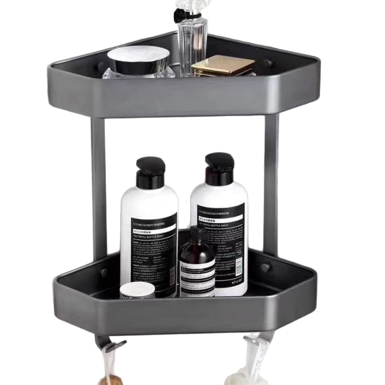 Carbon Steel Bathroom Corner Shelf Storage Rack No-Drill Bathroom Wall Triangle Shelf Shower Room Storage Supplies