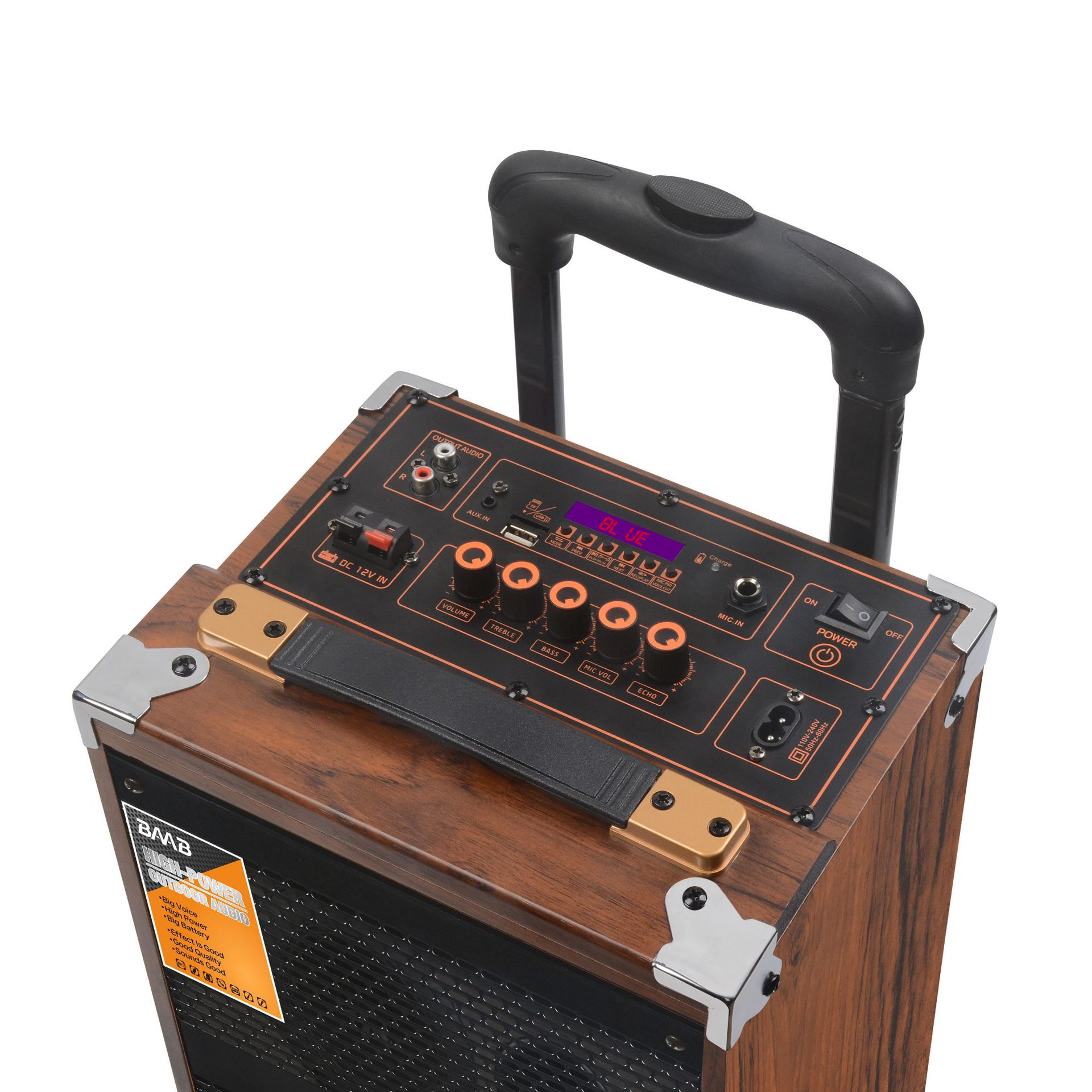 Square Dance Audio Outdoor K Song Speaker High Power Wooden with Wireless Microphone Bluetooth Pull Rod 8-inch Mobile Audio
