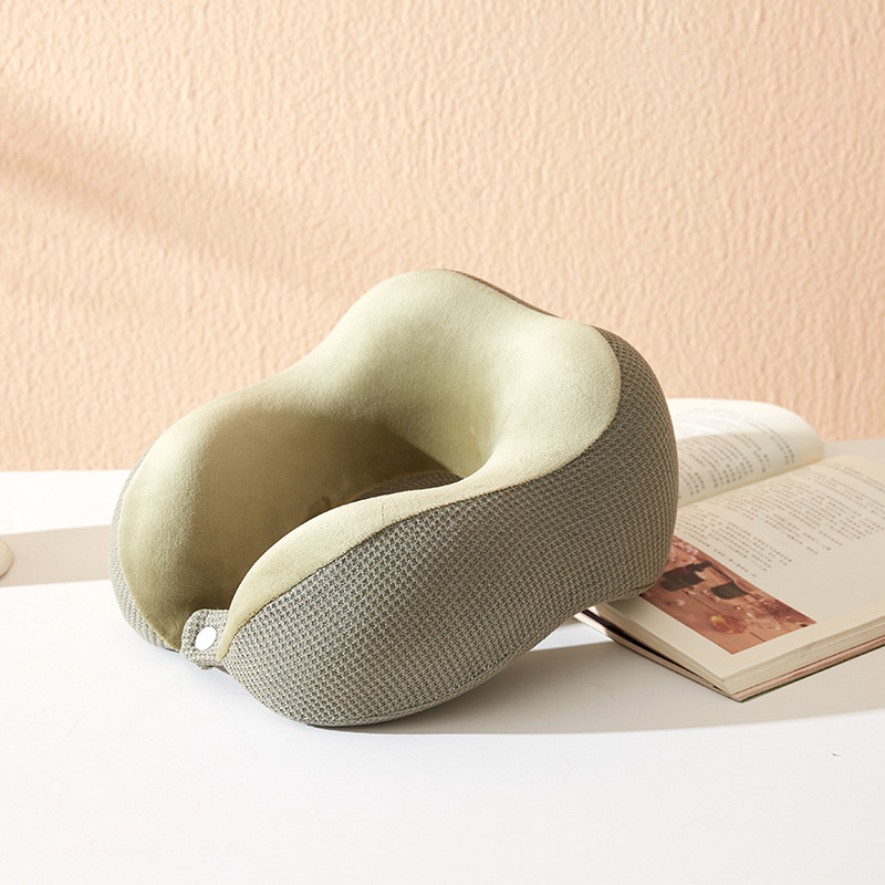U-Shaped Pillow Memory Foam Slow Rebound Neck Protection Pillow Travel Neck Pillow Print Logo Grid Cloth Hump