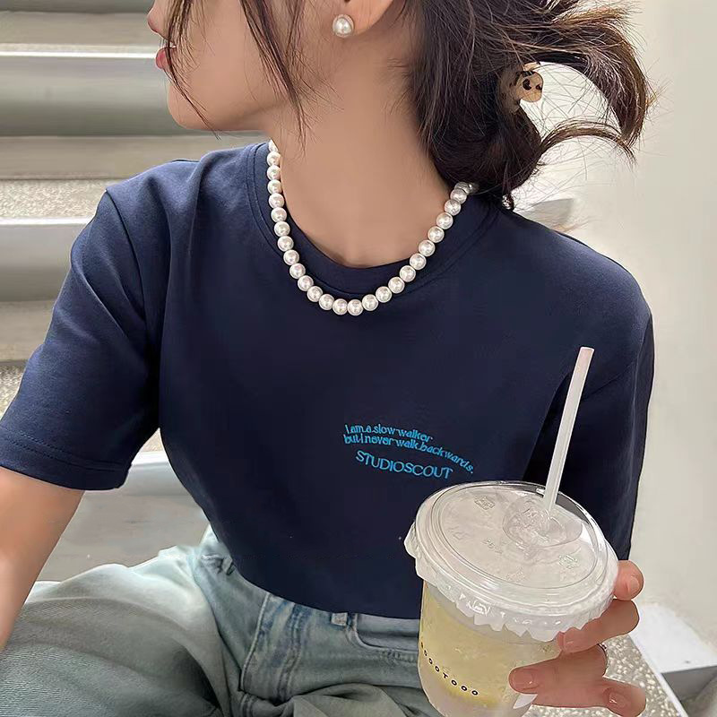 Swarovski Pearl Necklace for Women, Sweet Clavicle Chain, New High-Luster Pearl Neck Chain for Women