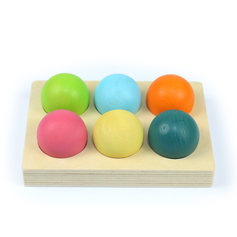 Wooden Rainbow Ball Matching Ball 12-color Sorting Board Color Cognition Matching Toy for Boys and Girls Early Education Enlightenment