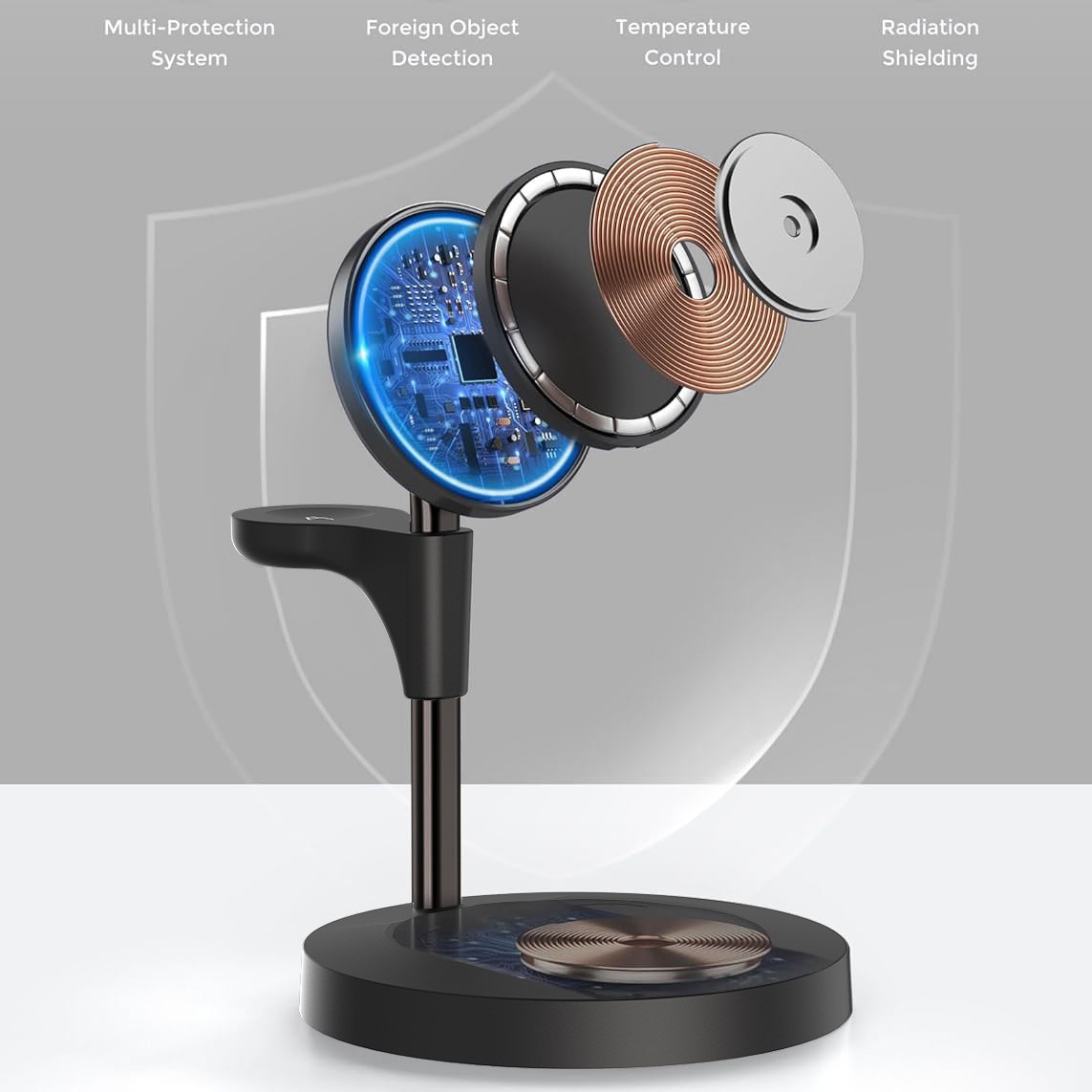 New Private Mold Adjustable Angle Magsafe Magnetic Three-in-One Metal Stand Vertical Wireless Charger