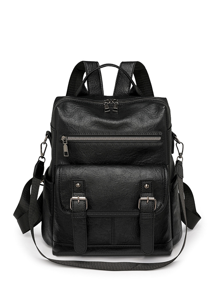 2025 new women's double-shoulder bag soft leather tassel multifunctional travel backpack