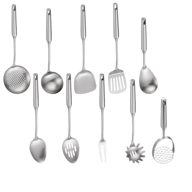 Stainless steel slotted spoon 2.0 high-end cookware set, kitchen cooking spatula, non-stick pan daily use, frying spatula, soup spoon