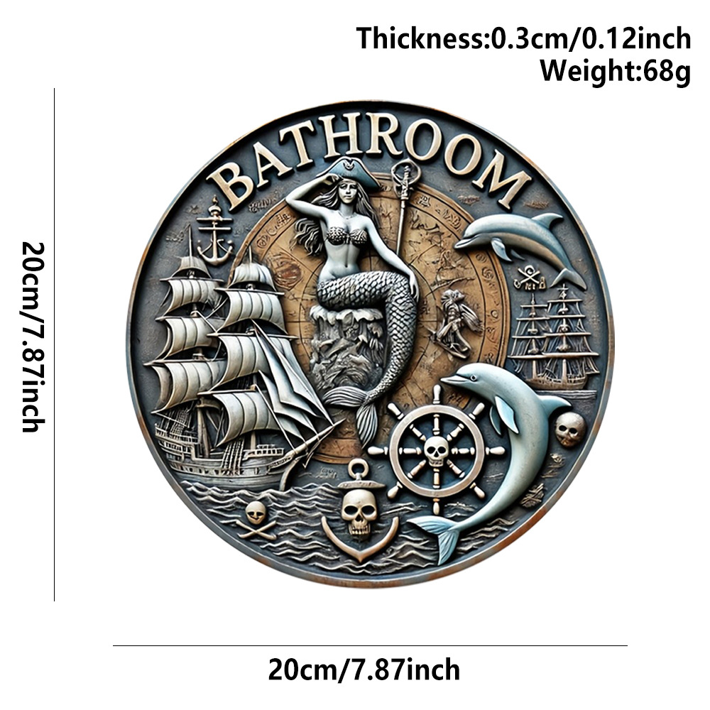 20*20*0.3cm · 木质浴室挂牌 美人鱼海盗