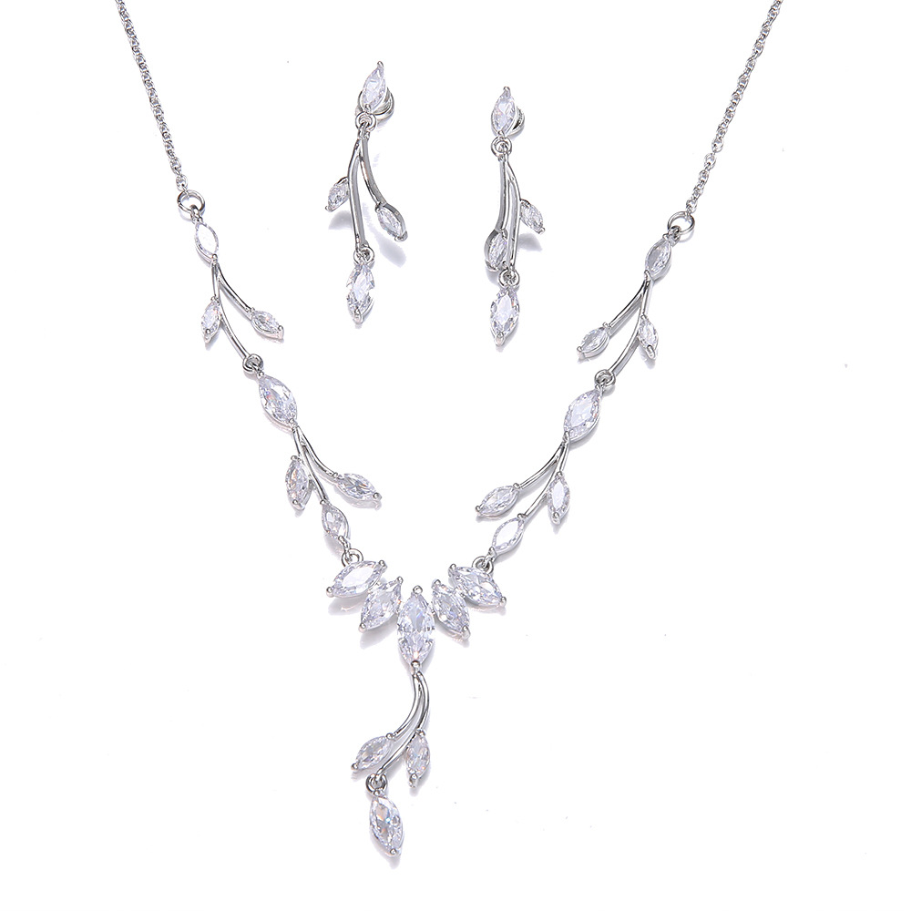 Simple popular branch design bridal necklace and earrings set, carefully selected accessories, jewelry
