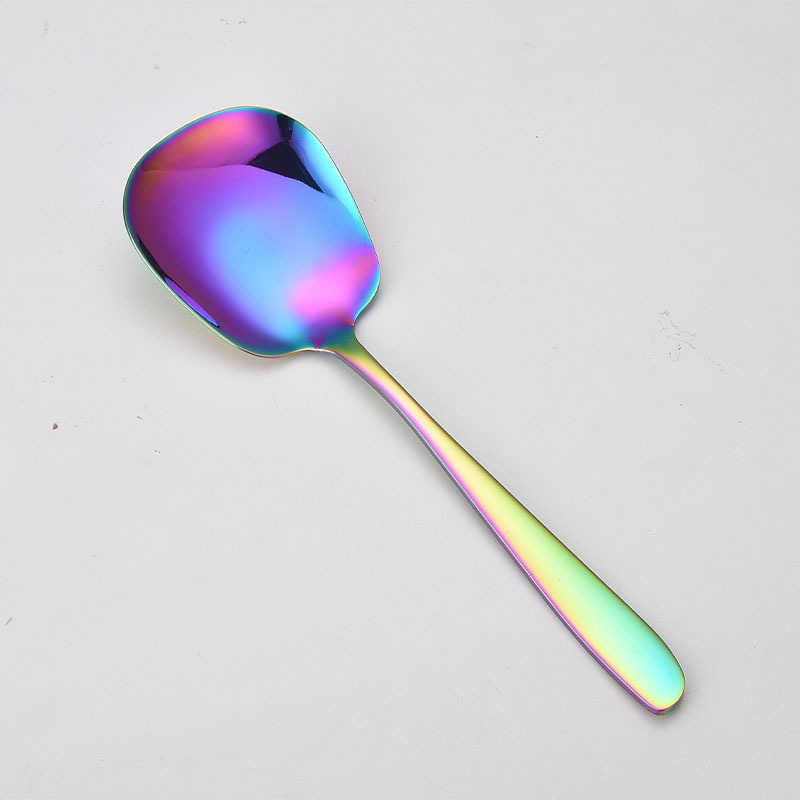 304 Stainless Steel Large Rice Spoon Public Spoon Home Long-Handle Serving Spoon Soup Spoon Strainer Spoon Small Frying Spoon Hotel Serving Spoon