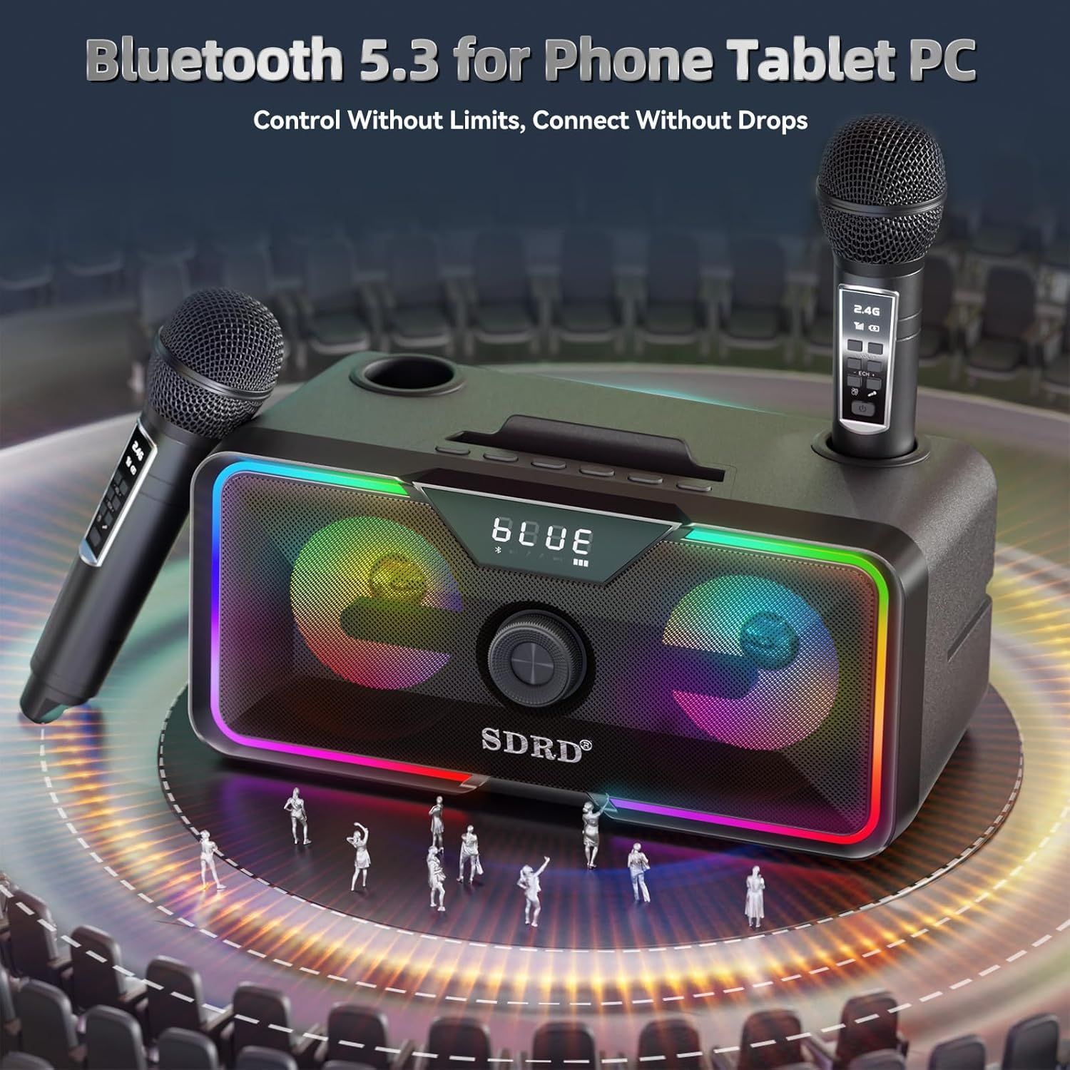 New SD215 Bluetooth Karaoke All-in-One Dual Microphone Mobile Home Bluetooth Speaker Dual Speaker Portable Subwoofer