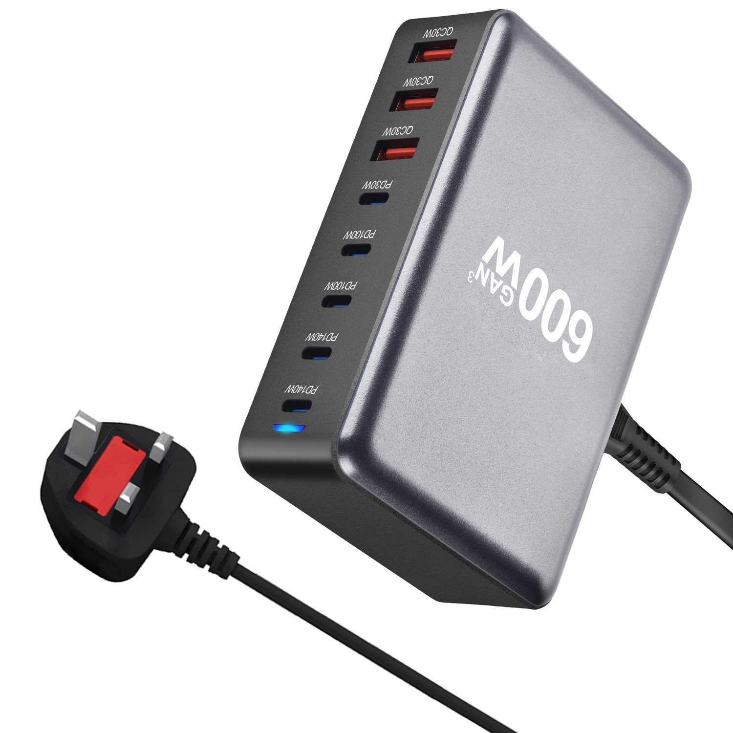 Dedicated 600W GaN PD Charger High Power QC3.0 Fast Charging 600W Desktop Charging Station