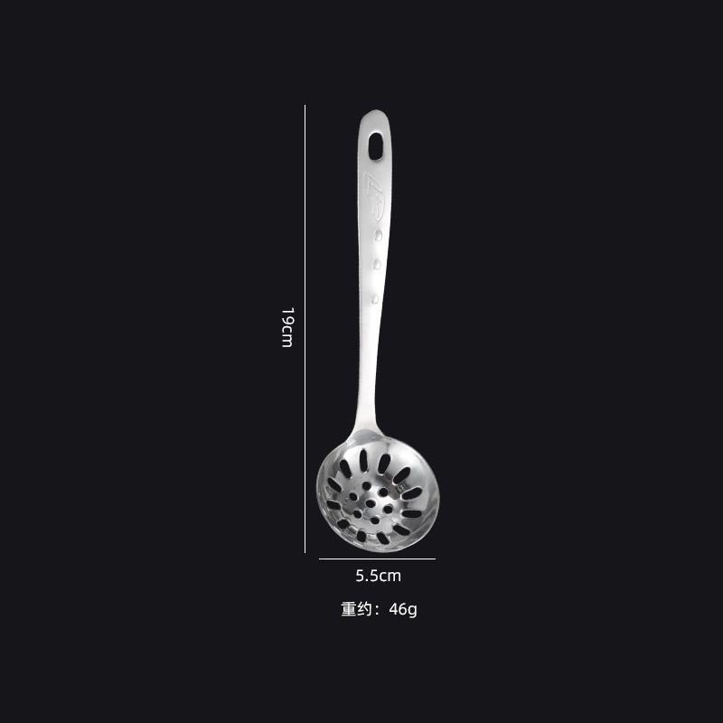 Stainless steel thickened extended soup ladle strainer household kitchen soup hot pot multi-size leaf drip long handle soup spoon anti-scalding