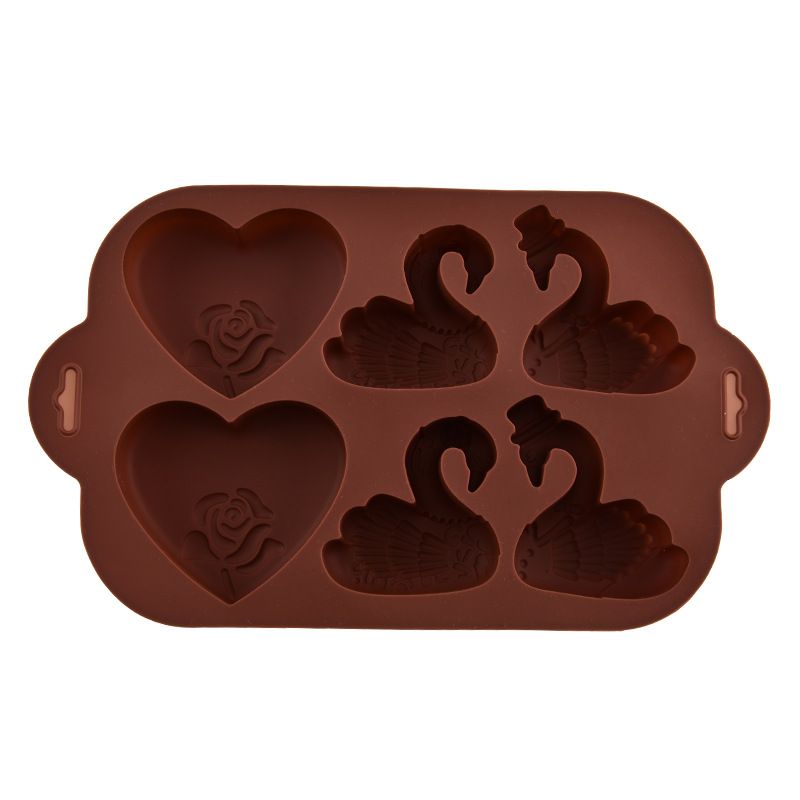 High temperature resistant silicone baking cake mold love swan chocolate pastry baking mold DIY baking tool