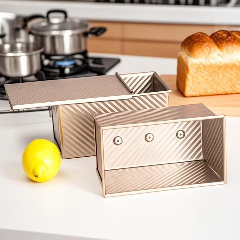 450g gold ripple toast box with lid Hokkaido bread commercial home toast oven baking mold non-stick