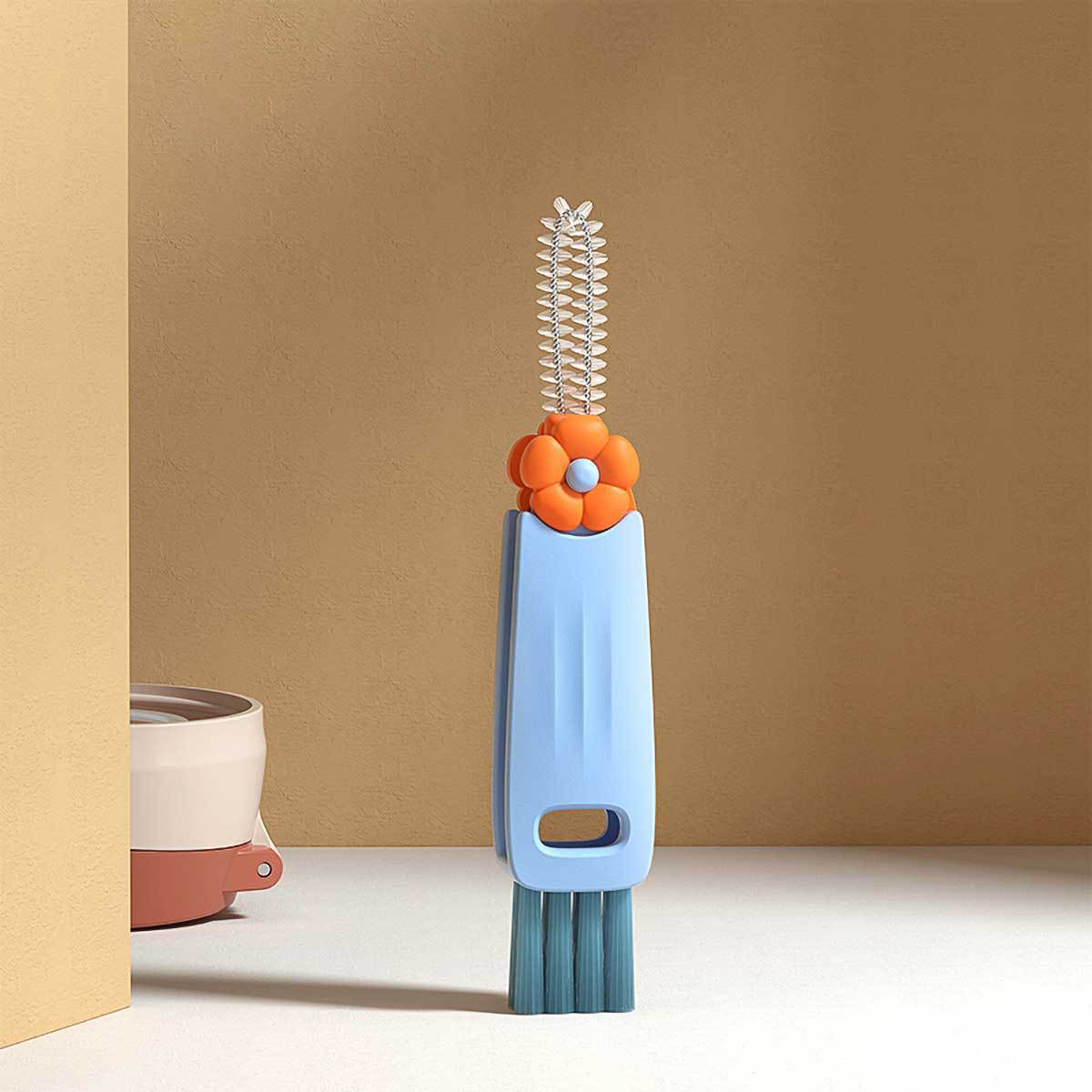 Petal Three-in-One Cup Lid Brush Household Multifunctional Gap Cleaning Brush Milk Bottle Thermos Cup Mouth Cup Brush