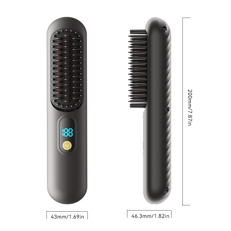 New Negative Ion Wireless Hair Straightening Comb Straightener Non-damaging to Hair, Rechargeable Portable Straightening