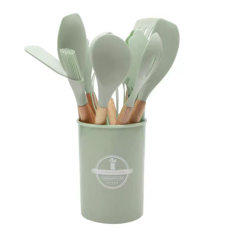 Silicone kitchenware 12-piece set, non-stick pan silicone spatula, household silicone spatula, soup spoon, daily kitchen set