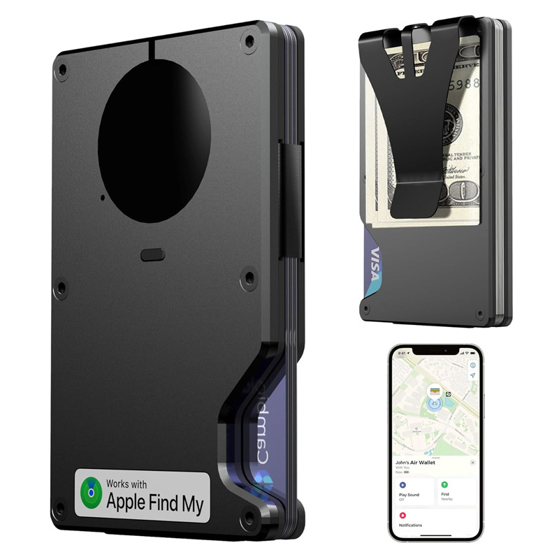 New Metal Money Clip Built-in Apple Find My Locator Chip Anti-Loss Card Clip Metal Wallet