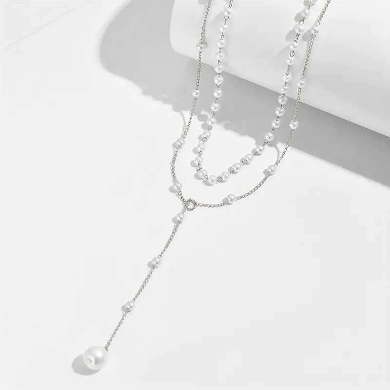 Simple Geometric Tassel Bead Collar Multi-Layer Long Necklace