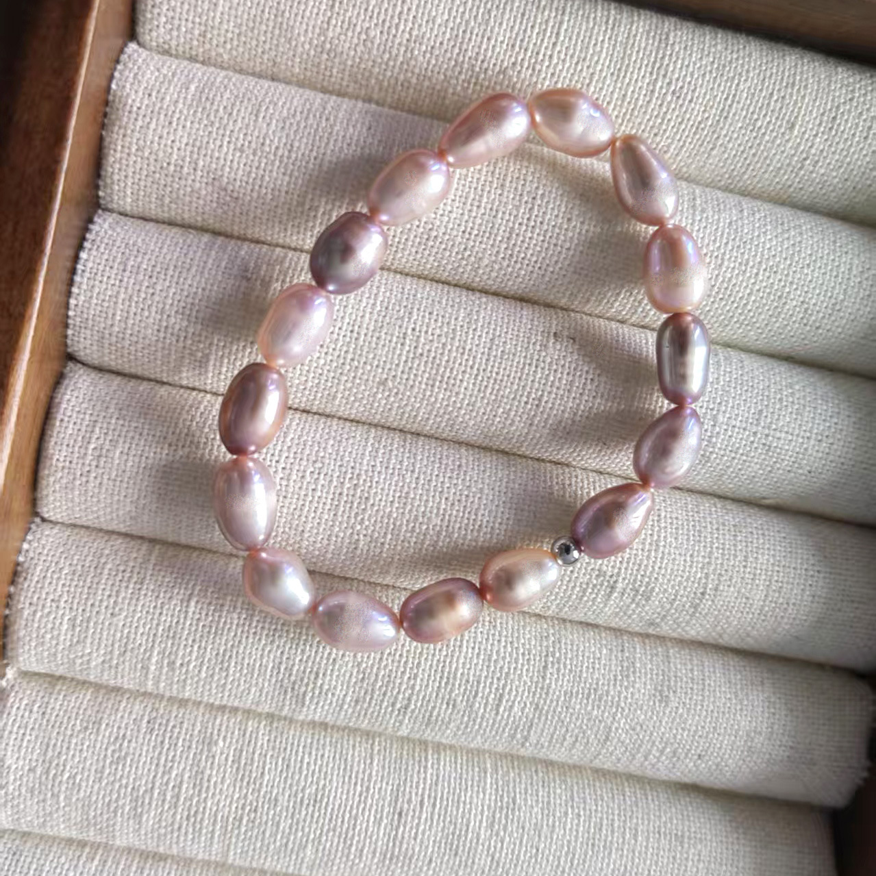 Natural freshwater pearl cinnabar bead bracelet women's purple gold sand whitening layered bracelet