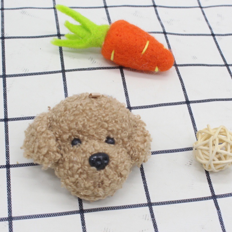 Cartoon Curly Dog Head Plush Decoration Gift Doll Plush Toy Dog Keychain Bag Charm