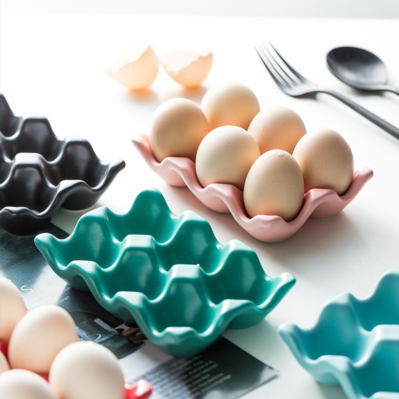 Kitchen supplies egg grid, egg rack, household ceramic tableware, egg holder, modern minimalist