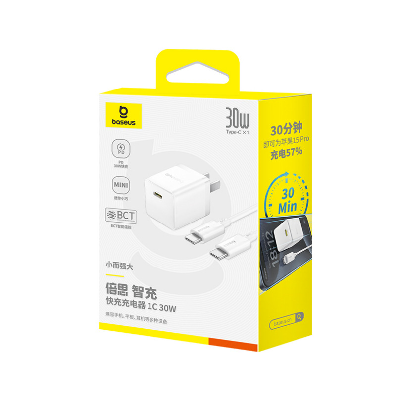 30W充电器 套装（C--C 100W线1米）