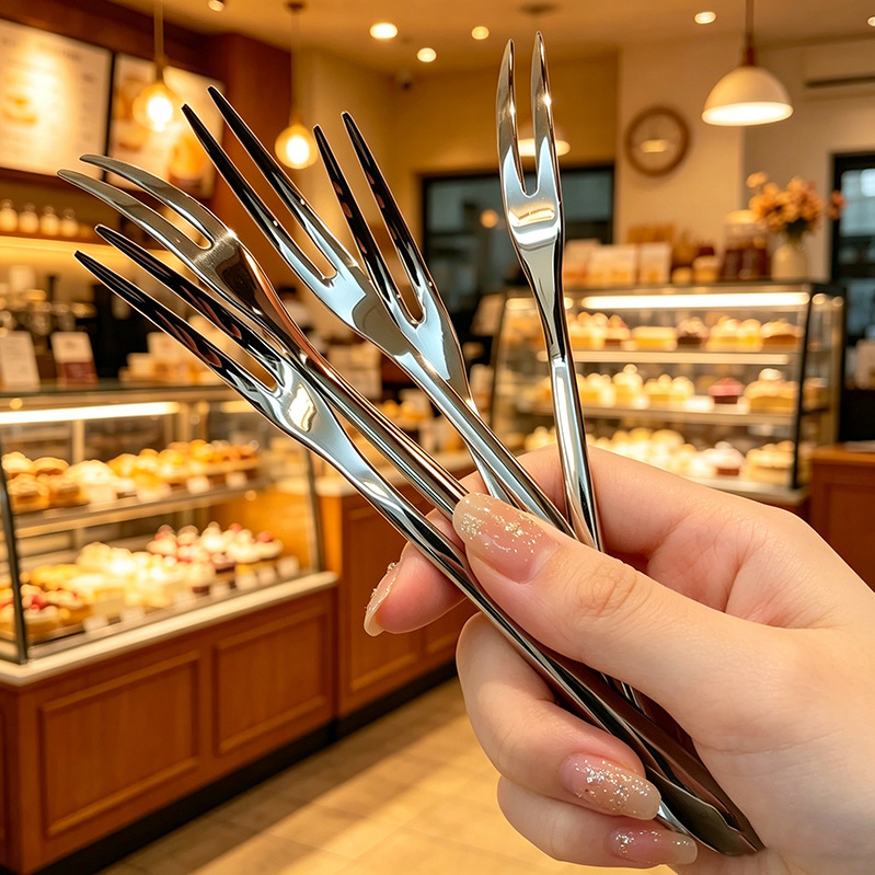 Fruit Fork 304 Stainless Steel Fork Food Grade Mooncake Fork Cake Fork Individually Wrapped