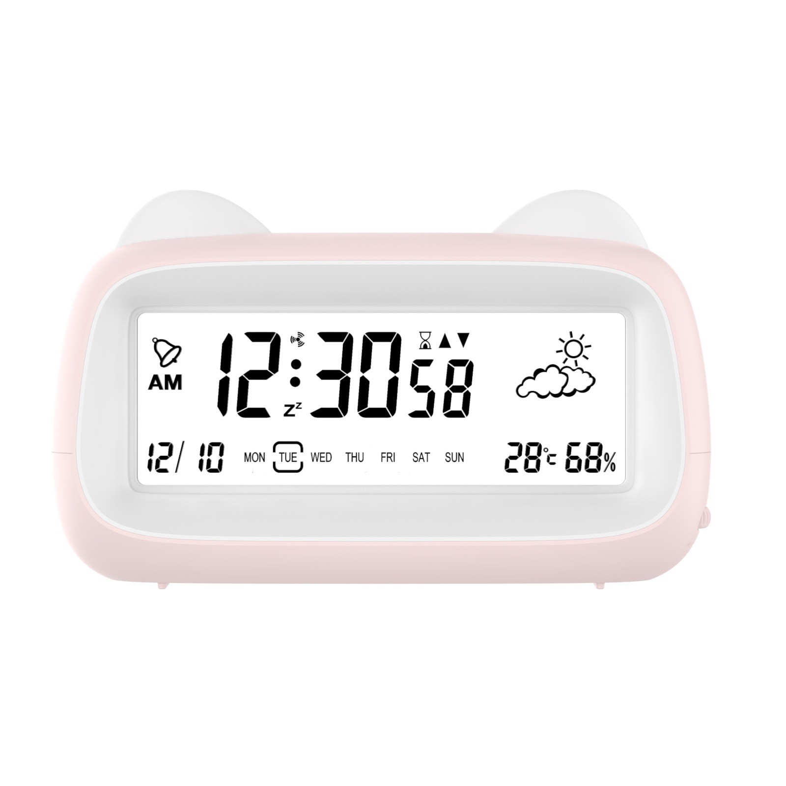 Cartoon Cat Alarm Clock, Night Light Student Alarm, Children's Desktop Small Electronic Clock, Smart Digital Display Clock Gift