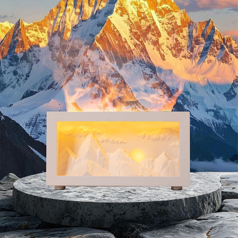 26 New Desktop Fireplace Sunshine Gold Mountain Aromatherapy Machine Silent Home Desktop Smart Snow Mountain Humidifier