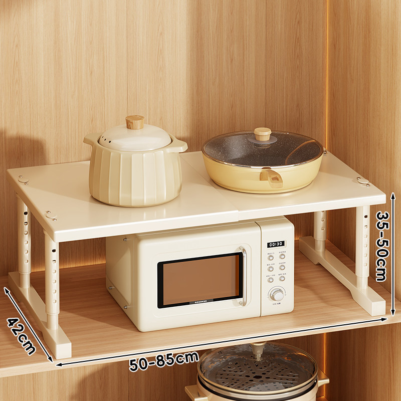 Kitchen Retractable Microwave Oven Shelf, Oven Stand, Countertop Rice Cooker Storage Rack, Fruit and Vegetable Shelf