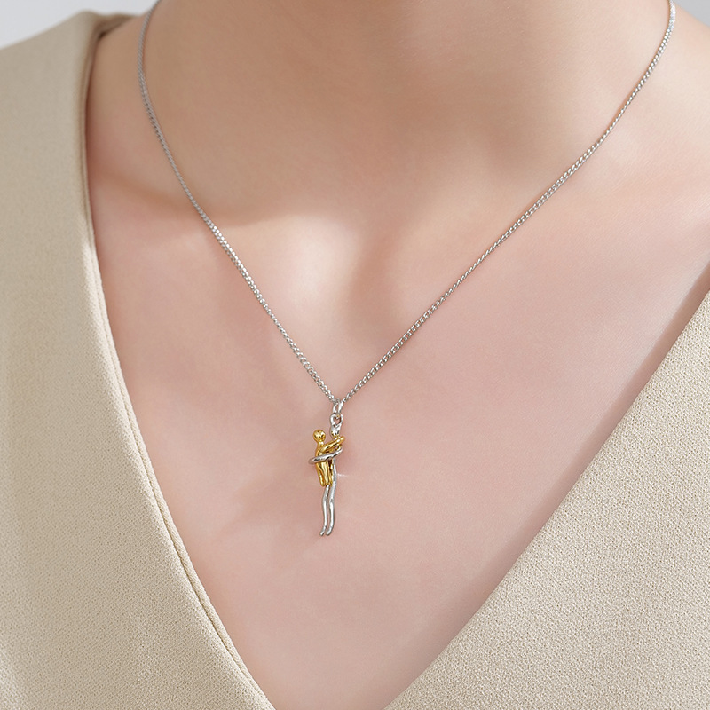 New Child Hug Necklace Two-Tone Pendant Mother's Day Father's Day Memorial Gift Necklace