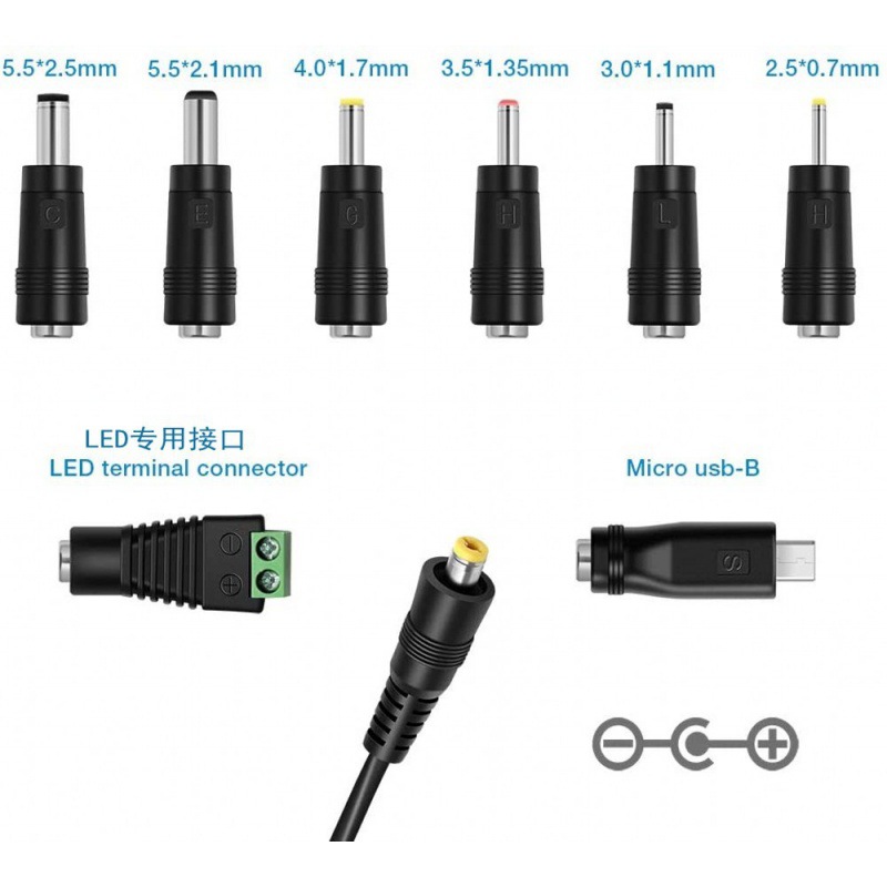 30W multi-function power adapter 3-12V adjustable voltage power supply 8 tips support USB charging power supply